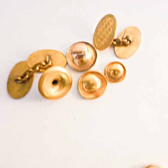 Antique Yelllow Gold Filled Tuxedo Cufflinks and Studs in original box - Picture 5 of 5